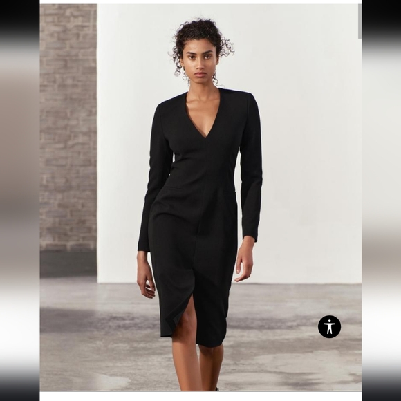 ZARA ZW COLLECTION MIDI DRESS WITH PADDED SHOULDERS- size Small - Picture 3 of 10